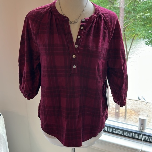Nation LTD May Pim Cotton Plaid Flannel Top, Medium, NWT - Picture 3 of 12